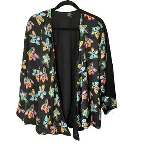 Very J Black Floral Kimono